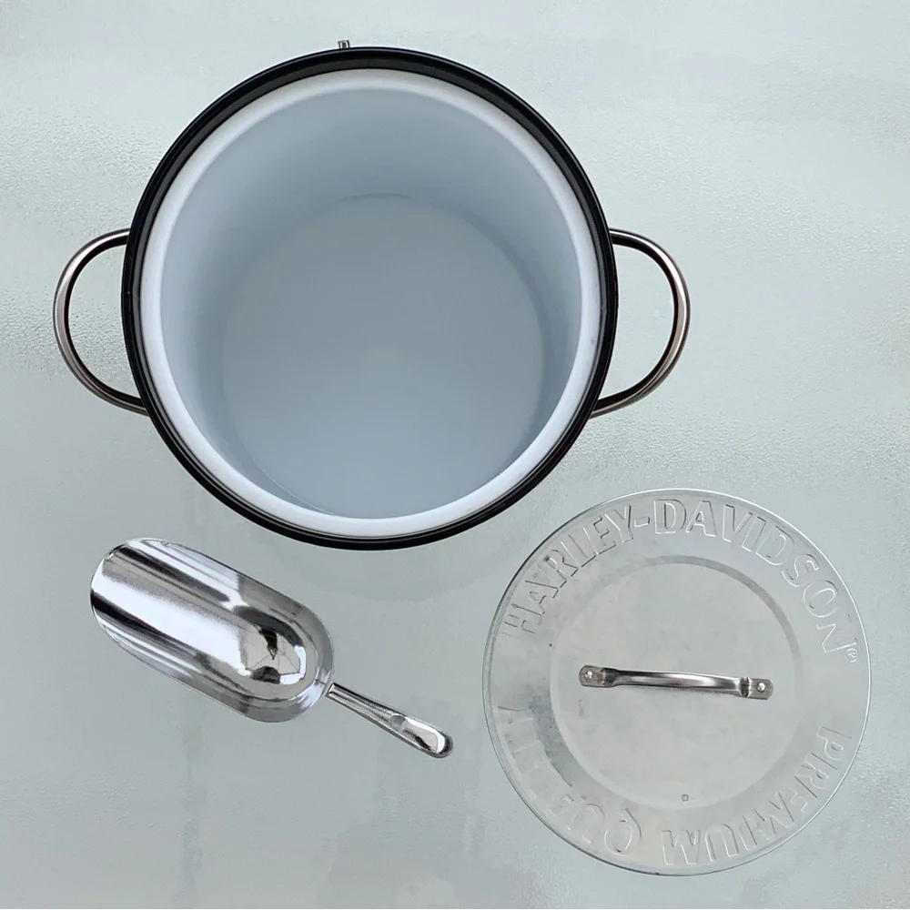 Harley-Davidson Black Winged Bar & Shield Ice Bucket with Silver Scoop